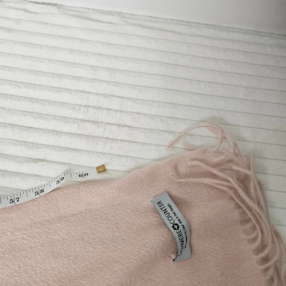 Cashmere Counter 100% Cashmere Scarf Blush Pink Fringe 65